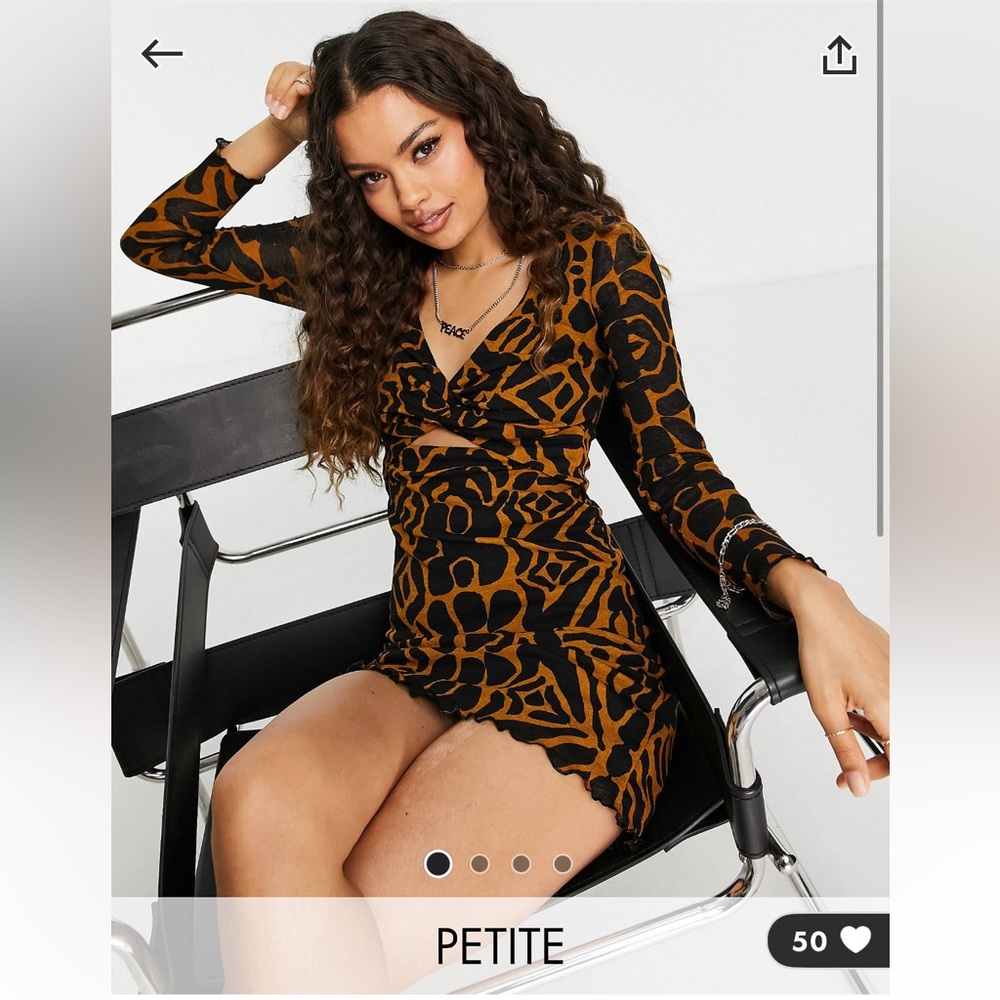 ASOS petite cut out twist front mini dress - Picture 2 of 4